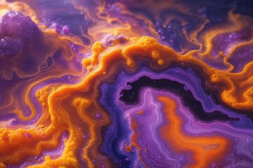 Vibrant Orange and Purple Fluid Background with Creative Aerial Landscape Design