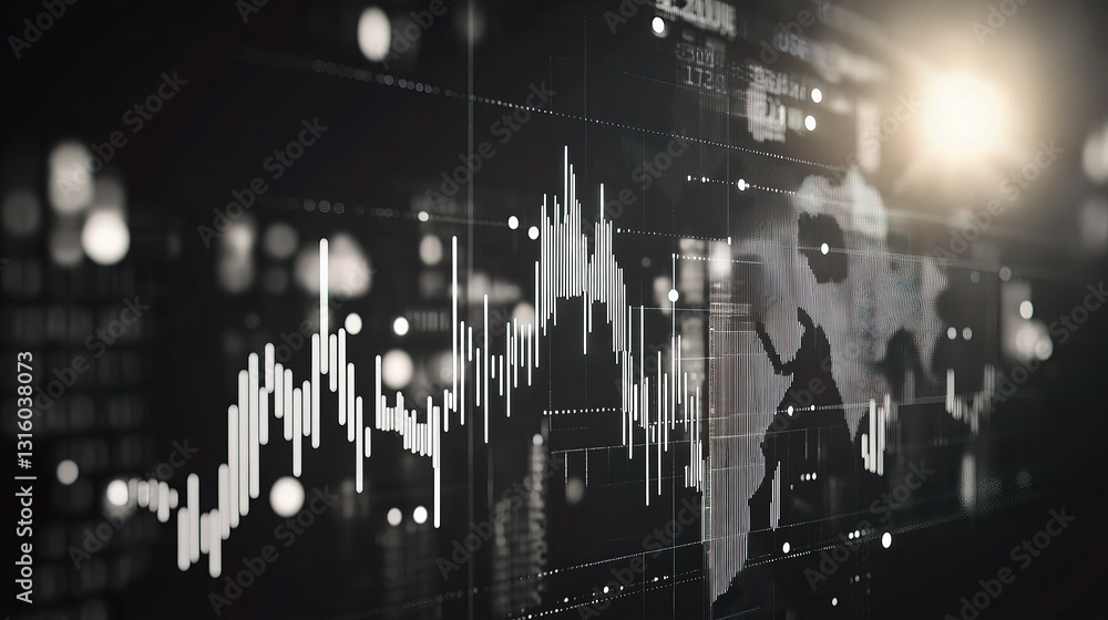 Aufkleber abstract financial chart with uptrend line and detailed graph elements