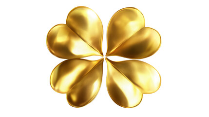 golden four leaf clover isoated on white background