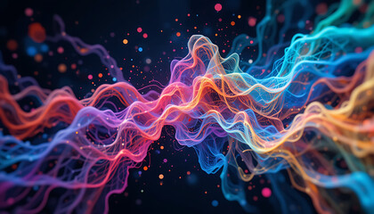 Vibrant Abstract Artwork: Colorful Flowing Lines & Particles