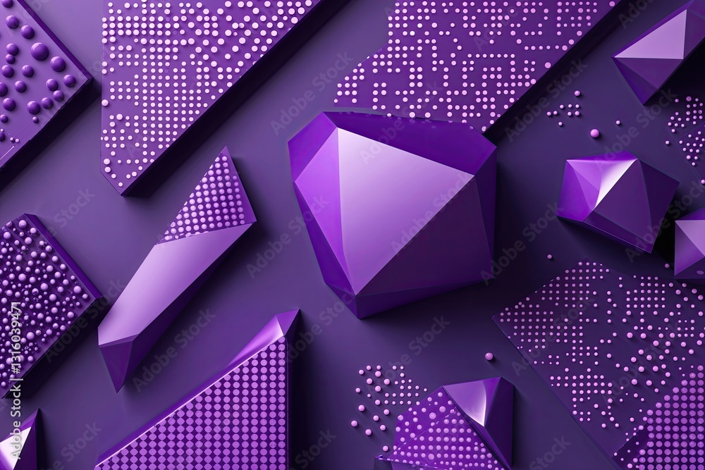 Poster vibrant purple abstract geometry with dots pattern for contemporary background design