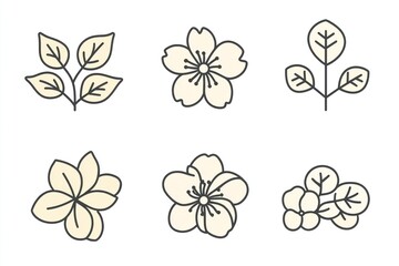 Simple cherry blossom flower illustrations, perfect for spring designs
