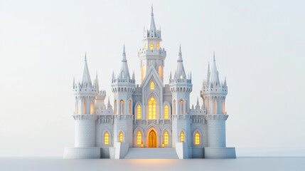 Enchanted castle with glowing windows, fantasy architecture, magical atmosphere