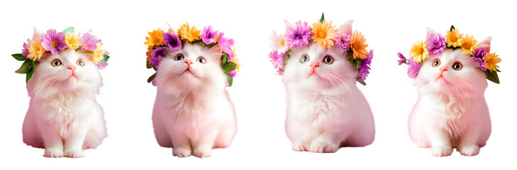 High-Definition Cute Cat with Flower - PNG