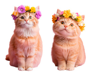 High-Definition Cute Cat with Flower - PNG