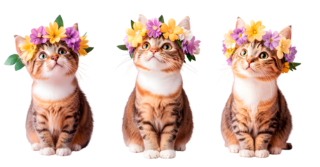 High-Definition Cute Cat with Flower - PNG