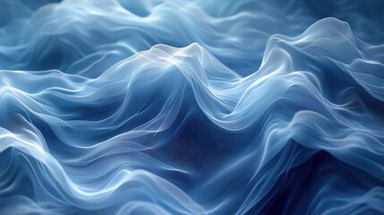 Obraz premium Tranquil Blue Fabric Waves Caressed by Soft Light in an Abstract Artwork