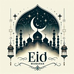 Eid Enchantment: Mystical Nights and Mosque Silhouettes &ndash; Celebrate in Style!"
