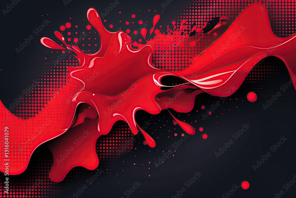 Poster bold red splash vector banner with halftone dotted background and striking abstract design