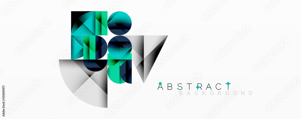 Aufkleber Modern abstract composition with layered circles and angular segments featuring gradients, transparency effects, and a structured geometric layout