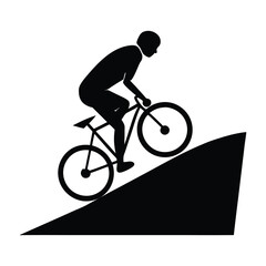 Obraz premium Minimalist Silhouette of a Person Pushing a Bicycle in Motion