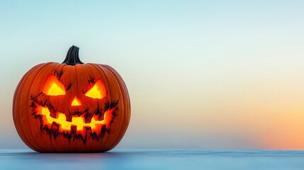 Spooky Halloween Jack o  lantern Pumpkin  Autumnal Scene  Festive Decoration