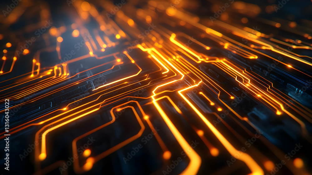 Poster abstract digital art creation featuring luminous pathways on a sleek surface background