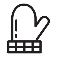 Christmas mitten line icon with a heart symbol in the center.