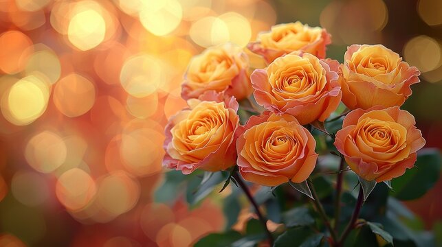 Beautiful peach colored roses with soft bokeh, ideal for any occasion