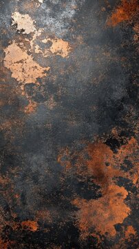 Dramatic dark copper texture background with metallic rust and grunge for abstract design and industrial surface with aged effect