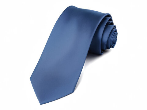 Corbata enrollada color azul.