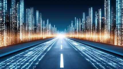 A futuristic blue backdrop with intense neon glows and high-tech cyber aesthetics, perfect for a digital concept.