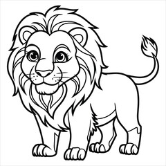  Adorable Cartoon Lion Outline - Black and White Lion Illustration for Kids