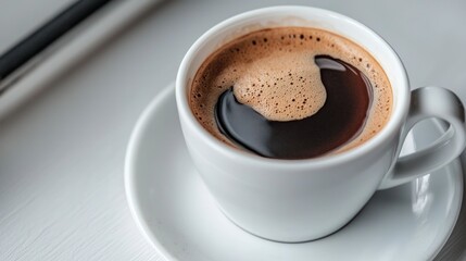 Espresso Coffee Cup  Crema  Dark Roast  Morning Beverage  White Background