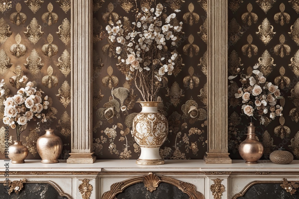 Poster sophisticated bronze and cream textured backdrop with unique patterns