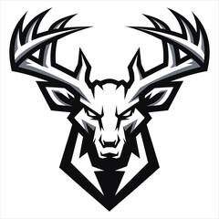 Bold Deer Head Outline - Tribal Stag Mascot Logo Design