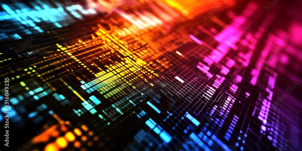 Aufkleber colorful digital wave patterns illuminating a dynamic abstract background in vibrant shades