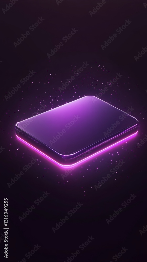 Poster futuristic abstract purple neon glow background with shiny smooth surface and dynamic design
