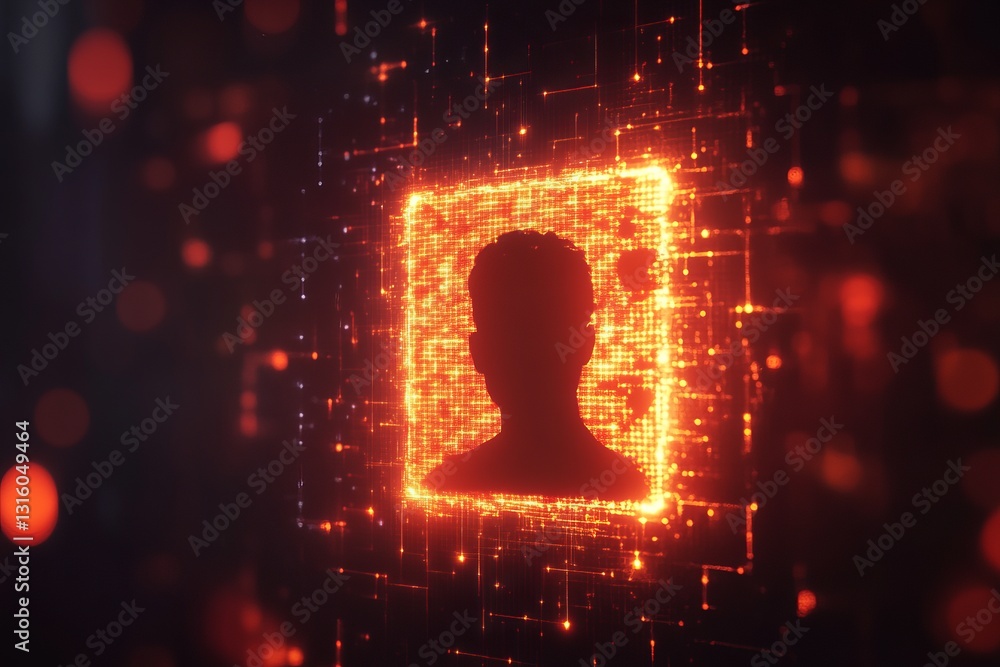 Aufkleber this digital artwork showcases an abstract representation of identity and data security, featuring g