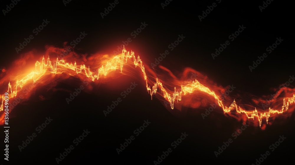 Aufkleber dynamic orange light wave in abstract form evoking energy and movement on a dark background