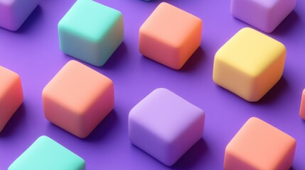 Obraz premium Pastel Cubes Soft Colors Purple Background Simple Design
