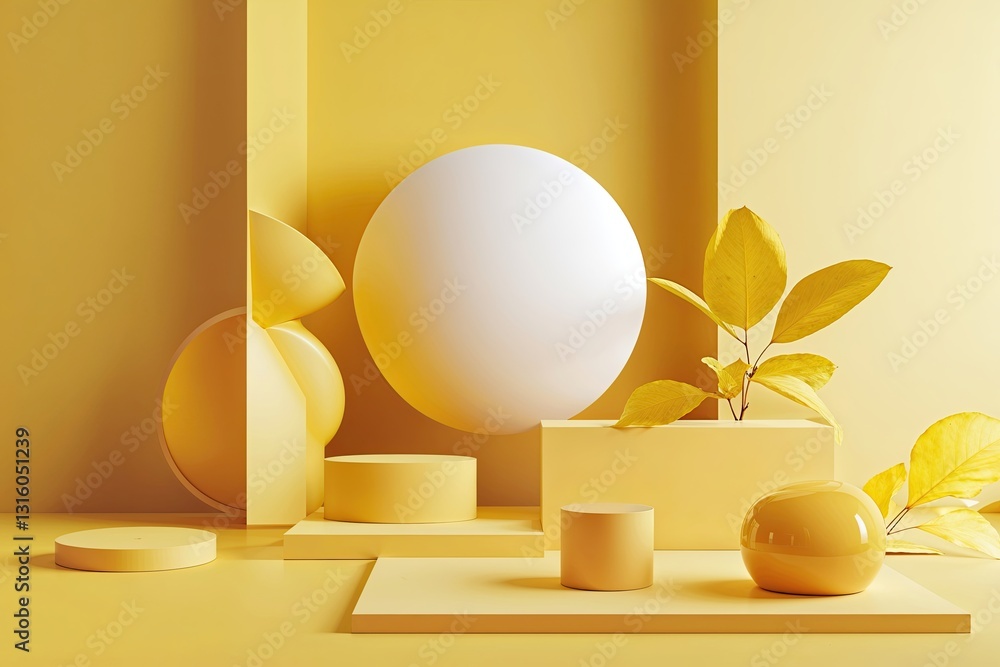 Poster yellow gradient design with rectangular and circular shapes for creative advertising and presentatio