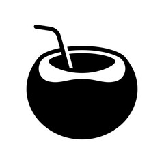Coconut tropical drink icon isolated on white background