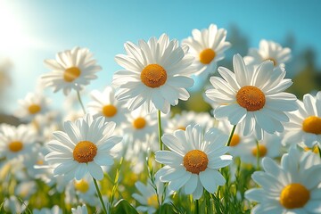 Fototapeta premium White Daisies Blooming with sunny day