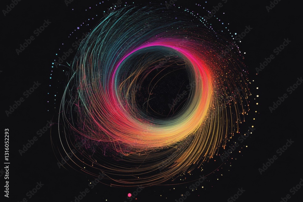 Poster vibrant abstract swirl design featuring colorful light trails, creating an energetic and captivating