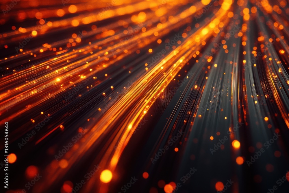 Poster abstract glowing orange light streaks on dark surface creating a dynamic and futuristic background w