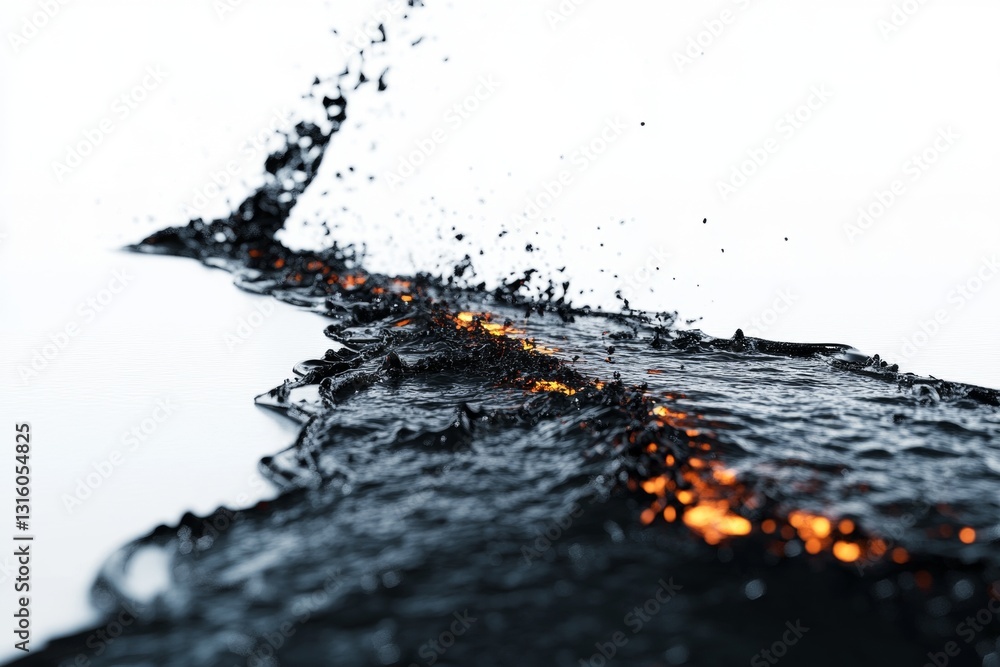 Poster captivating image of dark water splashing and reflecting light, creating a stunning interplay of mot