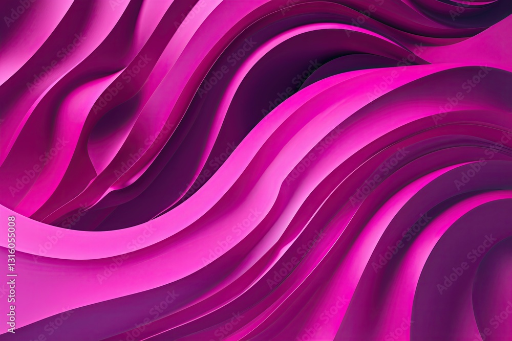 Poster vibrant fuchsia abstract design with wavy lines and shadow effects