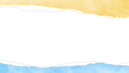 破れた紙のフレーム、水彩カラー、背景素材