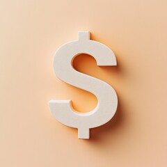 Naklejka premium Textured Dollar Sign Symbol Against Soft Peach Background Representing Financial Prosperity