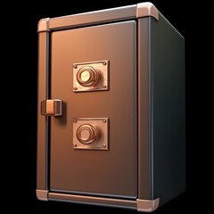 Digital security safe, professional, smooth edges, financial stability.