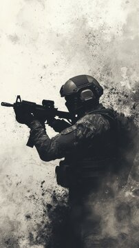 Abstract Military Helmet on Clean Gradient Background