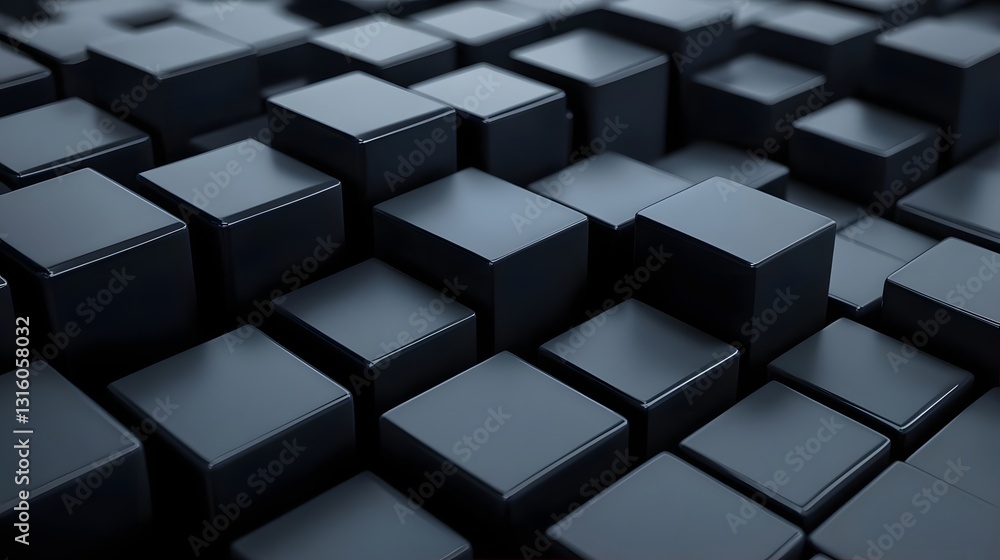 Aufkleber abstract arrangement of black cubes creating a geometric pattern, evoking depth and modern design
