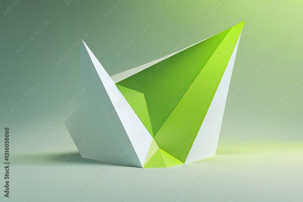 Poster innovative angular design on lime gradient background for contemporary digital presentations
