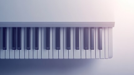 Obraz premium White Piano Keys Minimalist Top View Soft Light Background