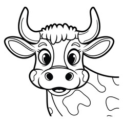  Cute Cartoon Cow Black and White Outline Drawing