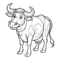  Cute Cartoon Cow Black and White Outline Drawing