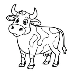 Cute Cartoon Cow Black and White Outline Drawing