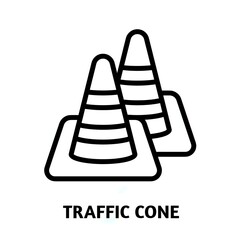Traffic cone editable stroke outline icon isolated on white background flat vector illustration, Pixel perfect