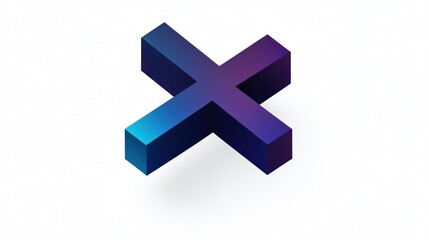 Obraz premium Isometric 3D Cross Symbol Gradient Blue Purple Design